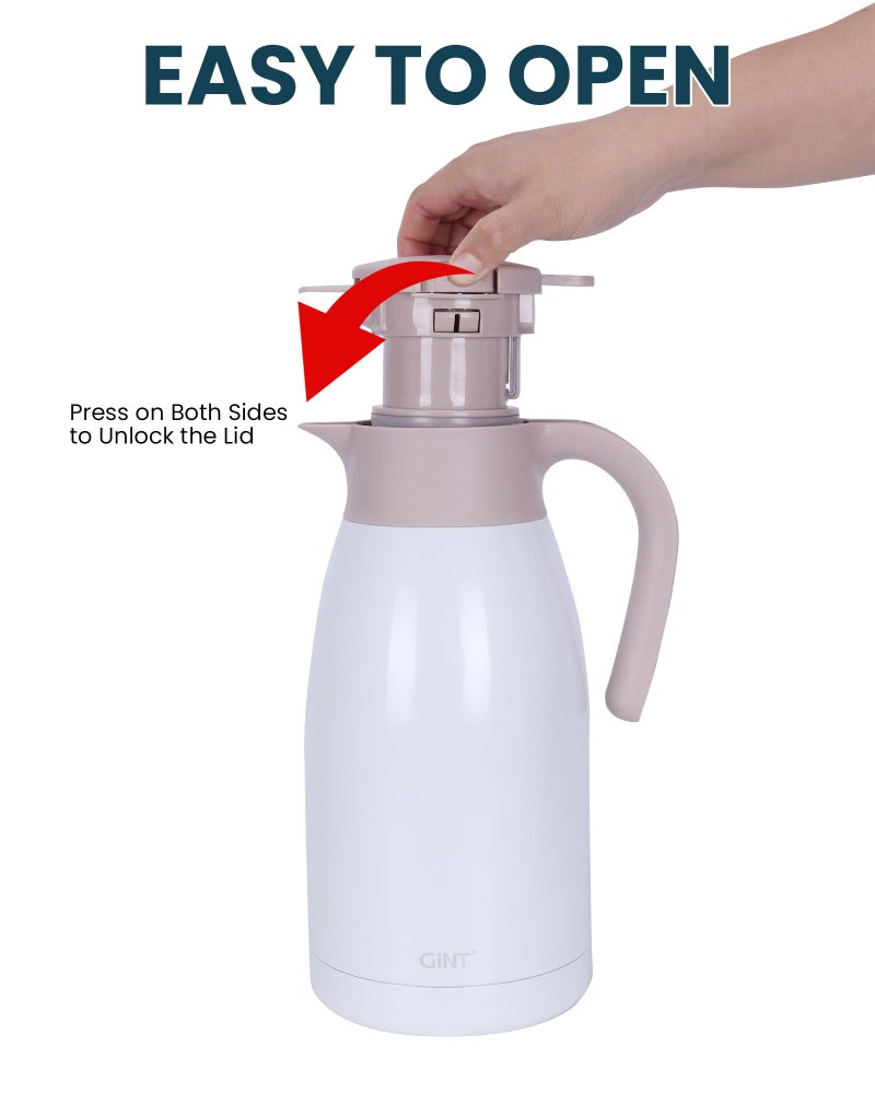 GiNT 1.9L / 64Oz Thermal Coffee Carafe, Insulated Stainless Steel Coffee Carafes for Keeping Hot/Double Walled Vacuum Thermal Carafe (White) - Image 5
